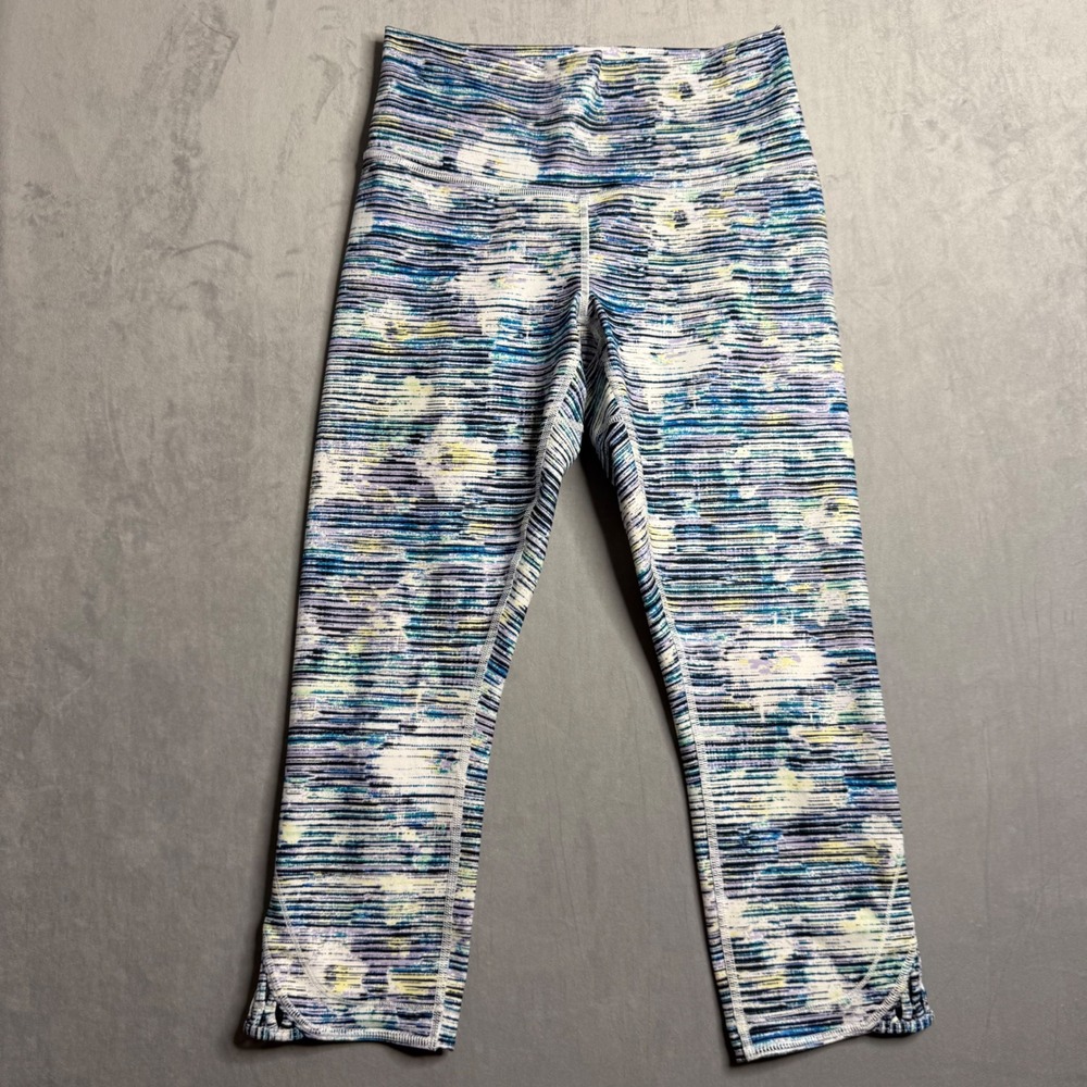Lululemon Leggings Womens 8 (no tag) Wunder Under Striped‎ Blurry Bell Crop
